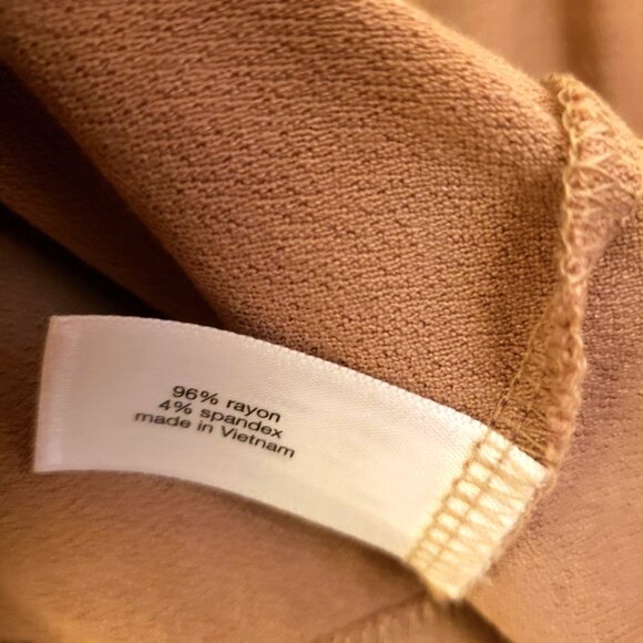 Lane Bryant Draped Neck Tan Pullon Long Sleeve Blouse Top Button Trim 18/20 EUC - Picture 8 of 8